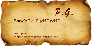 Panák Győző névjegykártya